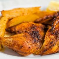 L13 Oven Roasted Chicken. · Oven Roasted Chicken with Lemon Potatoes served with toasted pita