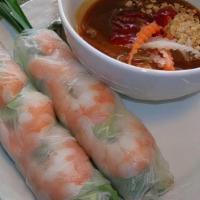 Gỏi Cuốn (2Pcs) · Fresh spring roll shrimp and pork wrapped in rice paper.