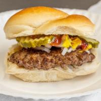 Single Hamburger · Onions, Ketchup, Mustard, Pickles