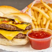 Single Cheeseburger, Fries, Drink · Onions, Ketchup, Mustard, Pickles