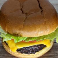Cheeseburger · Made to order flame-grilled 100% beef burger with American cheese on a brioche  bun with cho...