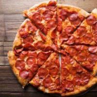Pepperoni · Traditional crispy crust topped with mozzarella, zesty pepperoni slices and a rich homemade ...