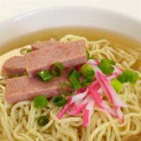 Spam Saimin · Noodle soup unique to Hawaii, served with SPAM and fresh green onion.