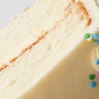 Van/Van Cake Slice To Go · Our Vanilla Cake with Vanilla Buttercream. Buttercream color and sprinkles chosen by the bak...