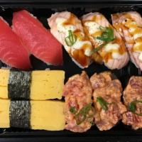 #15.Sushi Set · 2(pcs) Tamago    2(pcs) Ahi     3(pcs) Spicy Tuna 3(pcs) Garlic Salmon