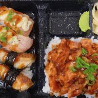 Spicy Tuna Bento · Spicy tuna 、 unagi (2pcs) 、garlic salmon(2pcs)