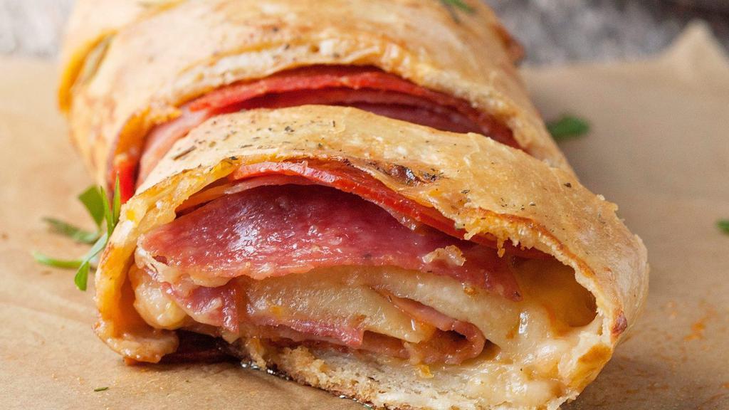 Stromboli · Sausage, pepperoni and cheese.