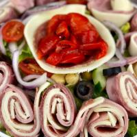 Cold Antipasto Salad · Lettuce, tomato, provolone, salami, and olive.