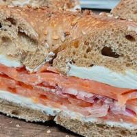 Nova Lox & Cream Cheese · Freshly sliced smoked salmon and cream cheese - suggested with tomato, red onion, and capers...