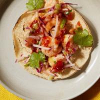 Yucatan Shrimp Taco · Fragrant garlic shrimp served with onions, cilantro, and your choice of salsa.