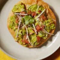 Avocado Tostada · Freshly sliced avocado, pickled red onion, cilantro and your choice of salsa. Can be made ve...