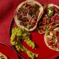 Taco Bar For 3 · 4 tacos per person with your choice of proteins. Served with onion, cilantro, pico de gallo ...