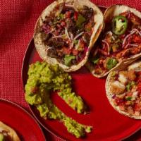 Taco Bar For 9 · 4 tacos per person with your choice of proteins. Served with onion, cilantro, pico de gallo ...