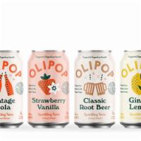 Olipop Prebiotic Sparkling Tonics (Gf,V) · 12oz prebiotic sparkling tonics. only 2-3 grams of sugar per can! (35 cal)