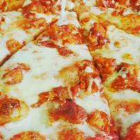 Buffalo Wings Pizza · Chunks of chicken, buffalo sauce, fresh tomato sauce, and mozzarella cheese.