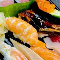 Assorted Sushi Omakase · Sea urchin 
Tuna, Salmon, Yellow tail, Albacore, Boiled Shrimp,Scallop , Salmon roe,  Eel, &...