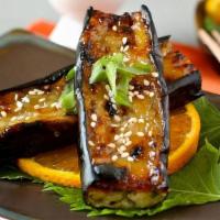 Miso Eggplant 味增烤茄子 · Miso Eggplant with sesame （味增烤茄子搭配芝麻）