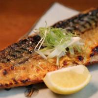 Grilled Mackerel 烤鲭鱼 · yuzu juice & sea salt grilled mackerel