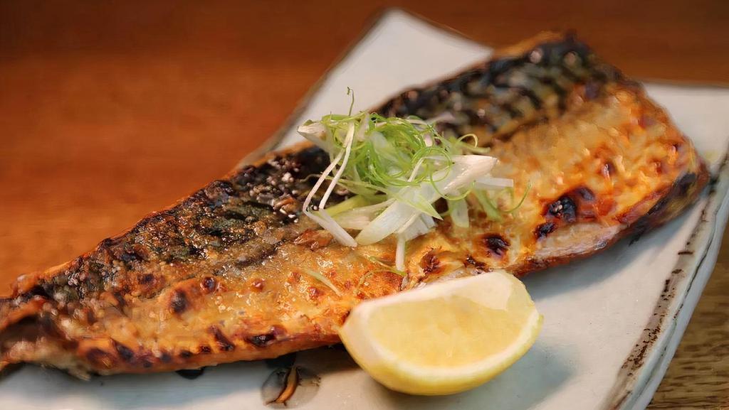 Grilled Mackerel 烤鲭鱼 · yuzu juice & sea salt grilled mackerel