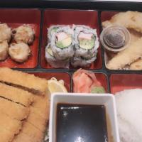 Katsu · Include California roll, shumai,shrimp & vegetable tempura, rice, miso soup or garden salad.