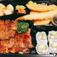 Teriyaki · Include California roll, shumai,shrimp & vegetable tempura, rice, miso soup or garden salad.