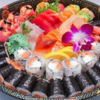 Party A · 15 pieces sashimi, 2 special roll and 4 regular rolls.
