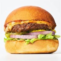 The Basic B · Grilled burger, provolone cheese & special sauce, lettuce, onion, pickle