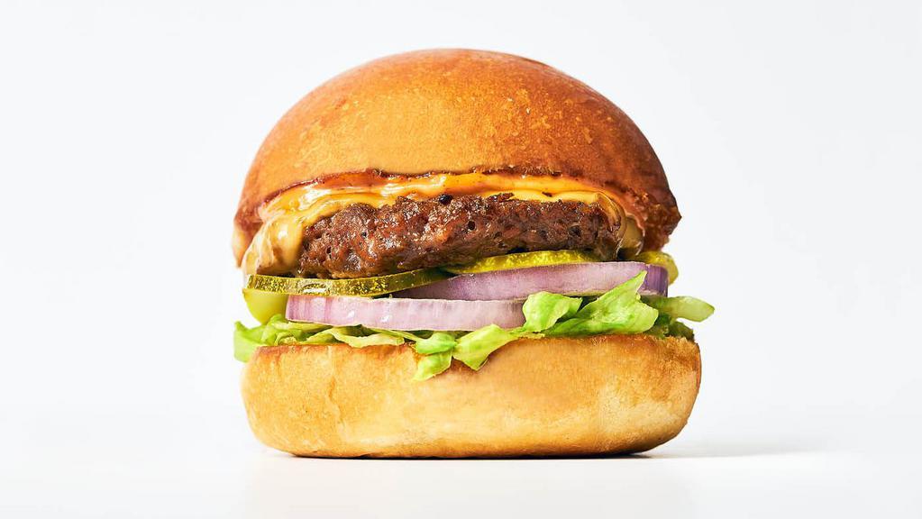 The Basic B · Grilled burger, provolone cheese & special sauce, lettuce, onion, pickle