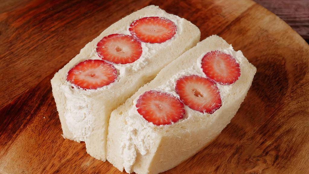 Organic Strawberry Cream Sando · Organic strawberry and housemade organic whipped cream on La Tour Japanese milk bread.