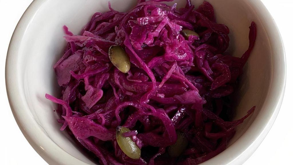Cumin Cabbage Full Side · Organic red cabbage, seasoned with cumin and coriander.