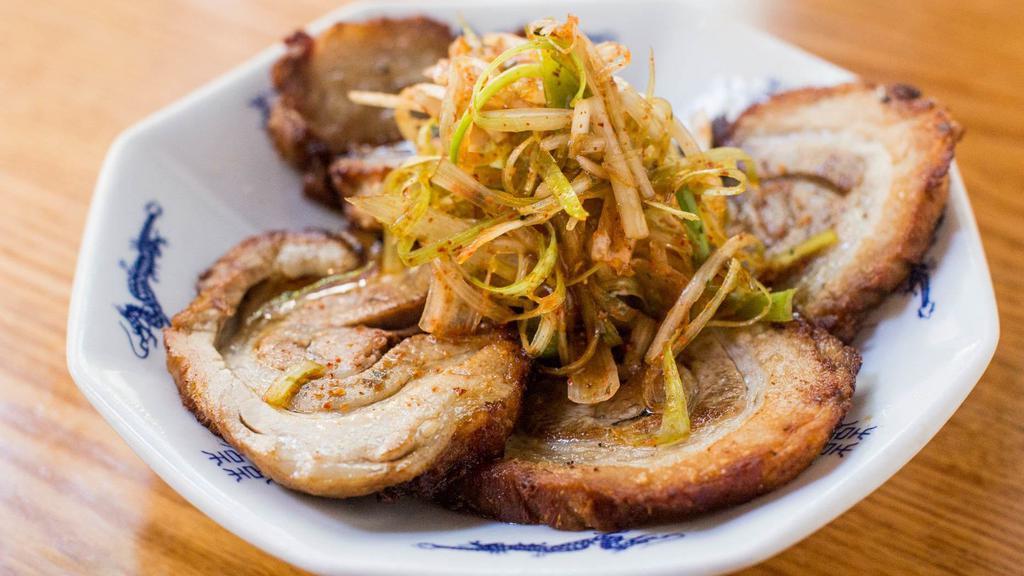 Chashu · Slow roasted pork belly with scallions.