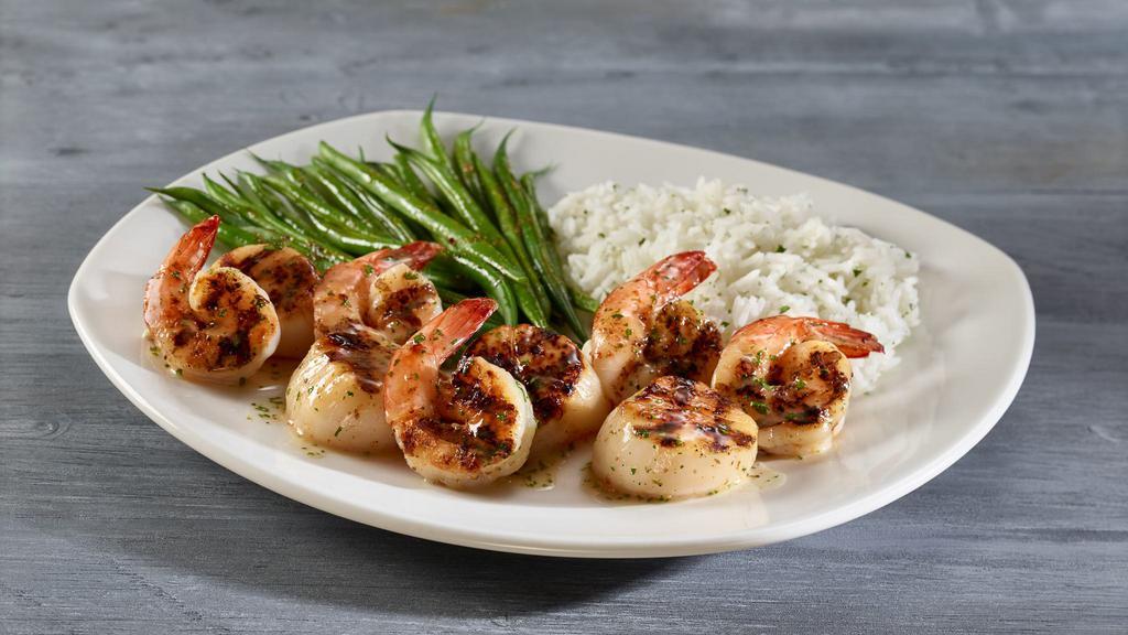 Scallops & Shrimp Skewer  · Sugar sweet yet firm texture scallops perfectly paired with jumbo shrimp (250 cal)