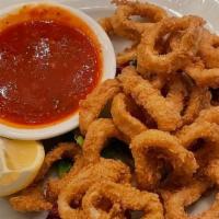 Fried Calamari · Served w/ basil pomodoro sauce