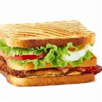 2 Egg, Turkey Bacon, And Cheese Sandwich · Classic egg sandwich with melted cheese and turkey bacon on your choice of bread.