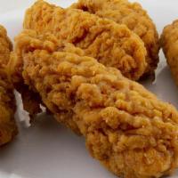 Chicken Tenders · 5 All-white meat tenders, fried golden brown served with choice of BBQ or honey mustard