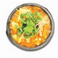 알탕 Al-Tang 鱼子汤 · korean soybean paste stew w/tofu, fish roe & onion.