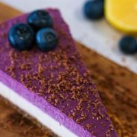 Lemon-Blueberry Cake · hazelnuts, dates, shredded coconut, cashew nuts, coconut milk (coconut butter, filtered wate...