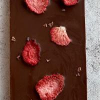 Dark Chocolate With Strawberry And Cacao Nibs · Cacao Nibs, Cacao Butter, Coconut Sugar, Dried Strawberry.