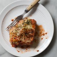 Meatball & Sausage Lasagna · Pasta sheets layered with ground beef, Italian sausage, ricotta, mozzarella and parmesan che...