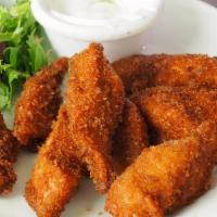 Chicken Tenders (5 Pieces) · White meat chicken breast breaded and deep-fried. Served with honey mustard sauce on the sid...