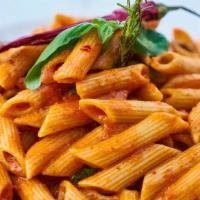 Pasta Pomodoro · Your choice of pasta served with plum tomato, basil, bacon, garlic, and olive oil. Served wi...