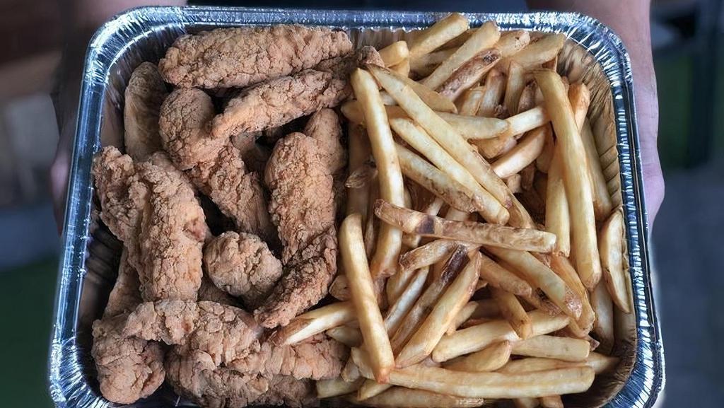 Tenders Family Pack · Sixteen Chicken Tenders and 2 Large Fries in an awesome shareable pack.  Your family will love it!  Feeds 4-5