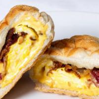 Bacon Egg & Cheese Sandwich · 2 Eggs any style w bacon & cheese