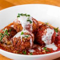 Meatball Di Pollo · Chicken Meatballs with Fresh Tomato Sauce and Ricotta