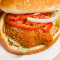 Spicy Chicken Sandwich With Fries & Can Drink · Served with mayo, ketchup, lettuce, tomato.