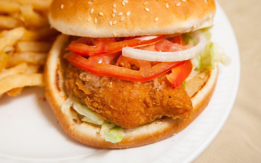 Spicy Chicken Sandwich · Spicy, Mayo, lettuce, tomatoes, and ketchup.