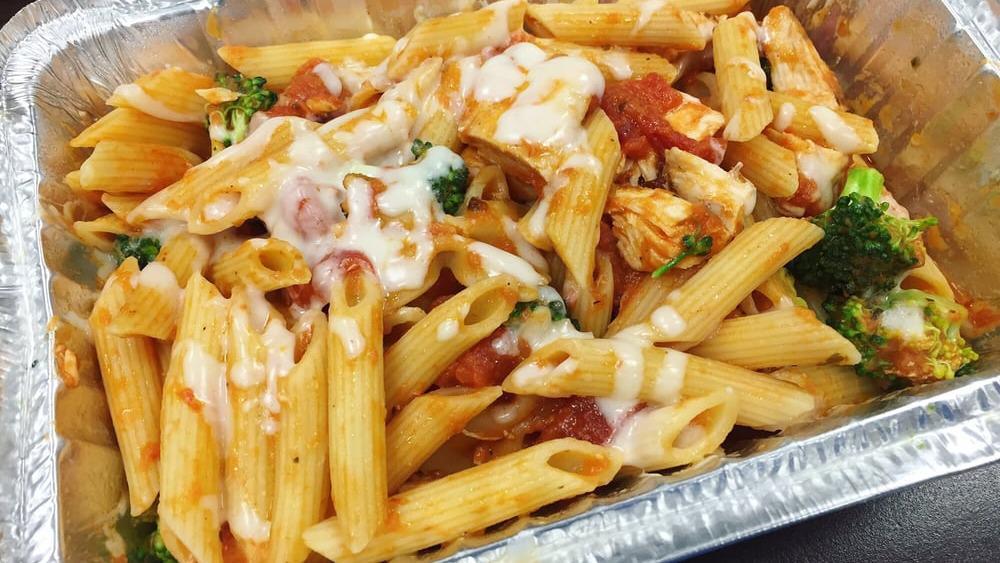 Penne Pasta · With grilled chicken, sun-dried tomato, basil and olive oil.
