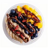 Fresca Oatmeal · Steel Oats, Chocolate Granola, Blueberries, Mango, Banana, Goji, Chia Seeds, Drizzled Nutella