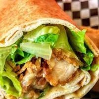 Spartacus Chicken Wrap · Chicken tenders, romaine lettuce, tomato, parmesan cheese and Caesar dressing.