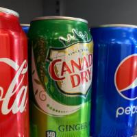 Can Of Soda (12 Oz) · Canada Dry Ginger Ale, Coca-Cola, Coca-Cola Zero, Dr. Pepper, Sunkist Orange, Pepsi.